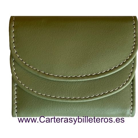 MONEDERO DE PIEL CON BILLETERO MINI VERDE CLARO 