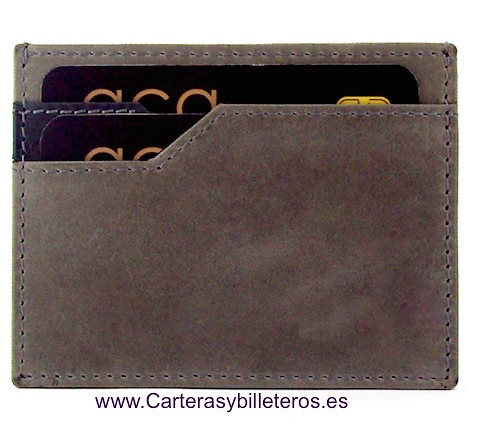 TARJETERO CON BILLETERO DE PIEL LUXURY SUPERFINO GRIS PERLADO NEGRO 