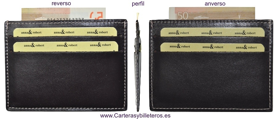 TARJETERO PIEL SUPER FINO CON BILLETERO MARRON 