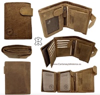 CARTERA BILLETERA DE HOMBRE EN PIEL NATURE CON MONEDERO  y 14 TARJETAS
