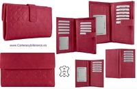 CARTERA MUY GRANDE DE MUJER EN PIEL CON GRAN CAPACIDAD AL LLEVAR TARJETERO ADICIONAL EXTRAIBLE = 2 PIEZAS