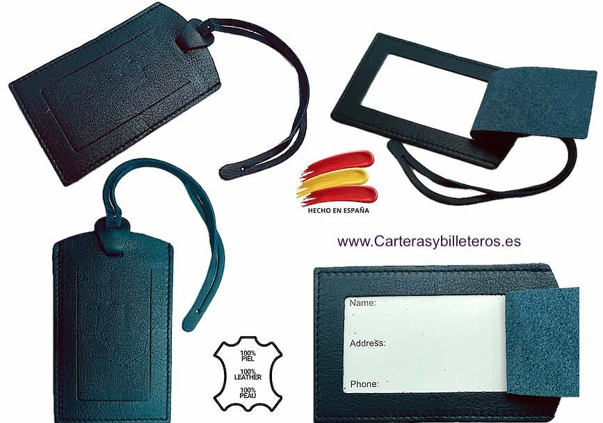 ÉTIQUETTE D'IDENTIFICATION POUR VALISES ET VIEUX SACS EN CUIR UBRIQUE BLEU MARINE 