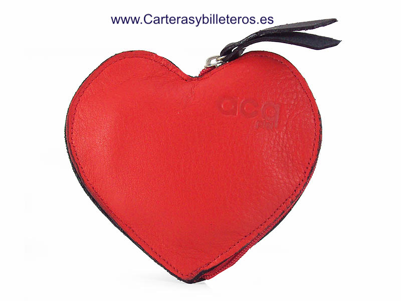 MONEDERO DE CORAZON CON CREMALLERA ROJO 