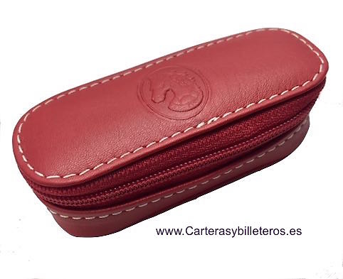 FUNDA DE PIEL UBRIQUE PARA BARRA DE LABIOS CON ESPEJO ROJO 