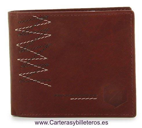 CARTERA HOMBRE CON TARJETERO MUY COMPLETO DE PIEL CALDERA 