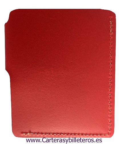 CARTERA DE HOMBRE DE PIEL DE UBRIQUE PEQUEÑA ROJO 