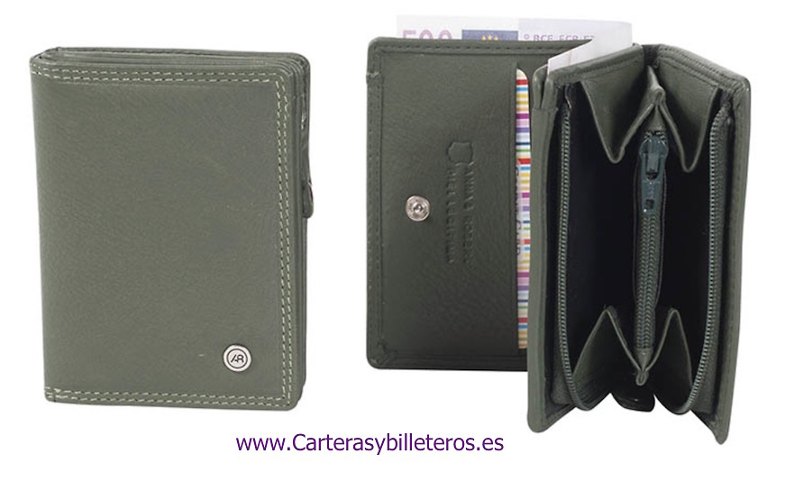 CARTERA MONEDERO EN PIEL LUXURY CON BILLETERO VERDE OSCURO 