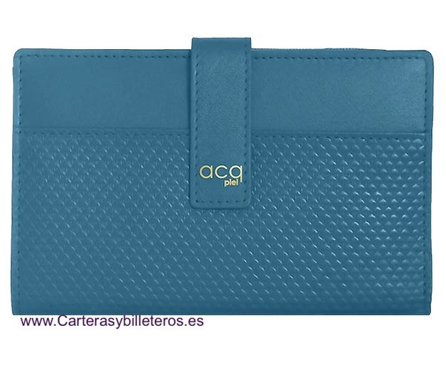 PETIT PORTEFEUILLE EN CUIR DE FEMME AVEC GAUFRAGE TEXTURÉ ACQ 