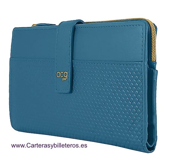 PETIT PORTEFEUILLE EN CUIR DE FEMME AVEC GAUFRAGE TEXTURÉ ACQ 