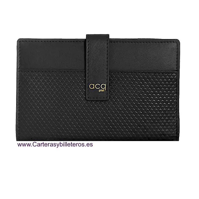 PETIT PORTEFEUILLE EN CUIR DE FEMME AVEC GAUFRAGE TEXTURÉ ACQ 