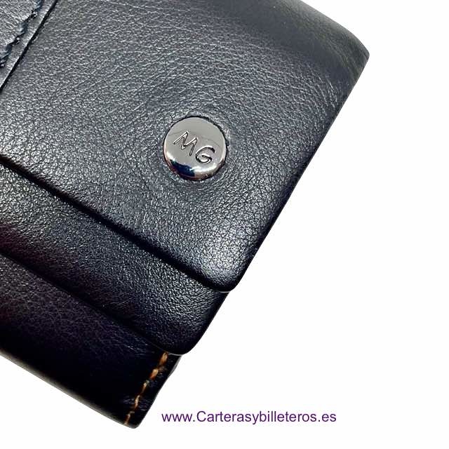 CARTERA MONEDERO BILLETERO DE PIEL NAPALUX PEQUEÑO NEGRO Y CUERO 