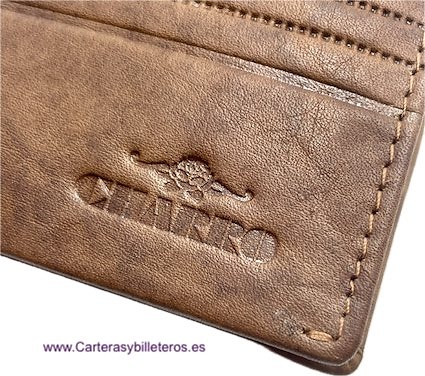 TARJETERO BILLETERA PEQUEÑO DE HOMBRE DE CUERO MARCA CHARRO MARRÓN 