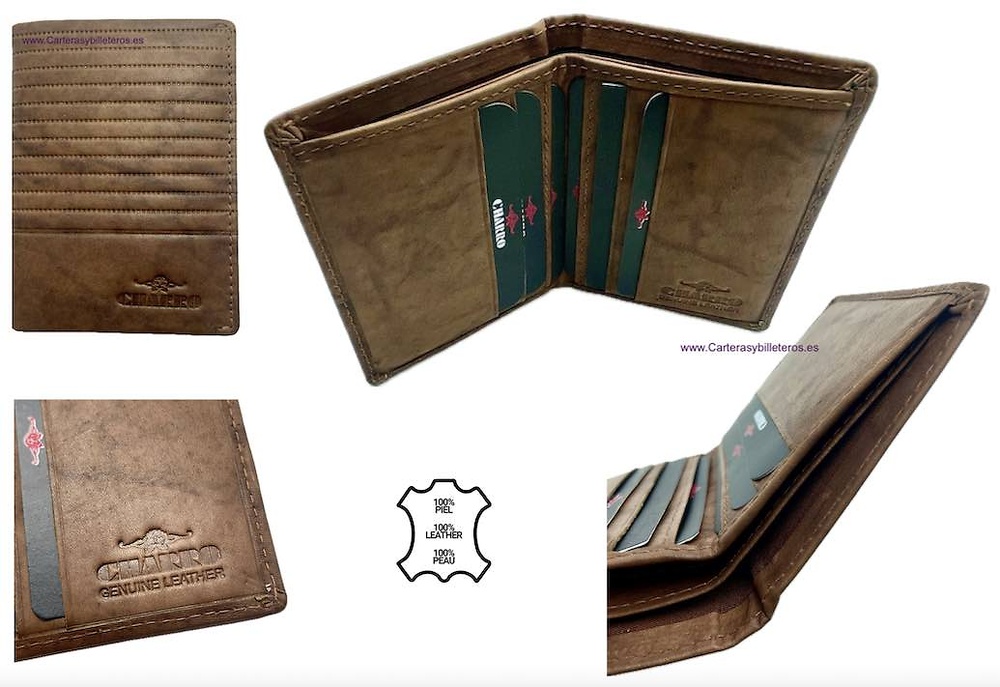 PETIT PORTEFEUILLE POUR HOMME AVEC PORTE-CARTES ET PORTA-MONNAIE CUIO MARQUE CHARRO 