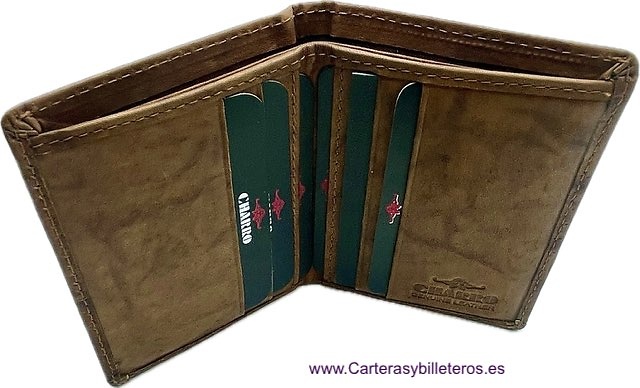 PETIT PORTEFEUILLE POUR HOMME AVEC PORTE-CARTES ET PORTA-MONNAIE CUIO MARQUE CHARRO 