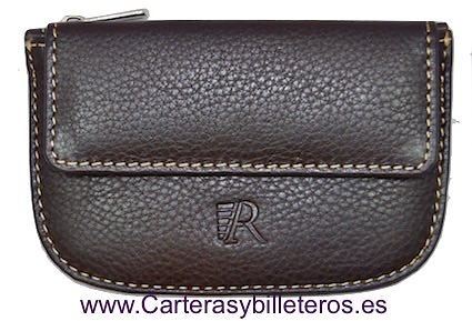 MONEDERO DE PIEL PARA HOMBRE CON BOLSILLO MARRÓN 