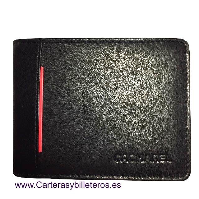 CARTERA BILLETERA CACHAREL DE PIEL NAPALUX NEGRO 