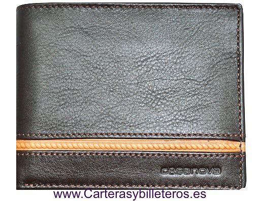 CARTERA DE HOMBRE DE PIEL LUXURY CON MONEDERO MARRON Y CUERO 