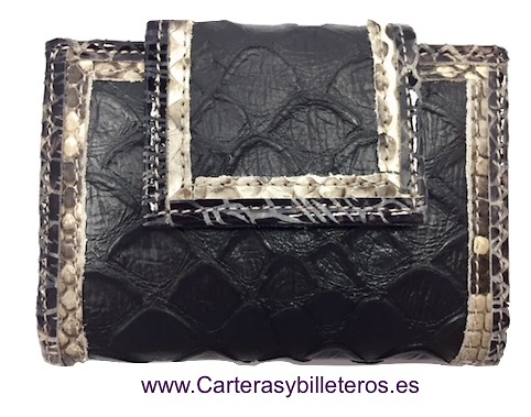 CARTERA MUJER PEQUEÑA DE PIEL UBRIQUE MUY COMPLETA Y GRAN CALIDAD - MUCHOS COLORES- NEGRO GRIS Y BEIG SERPIENTE 