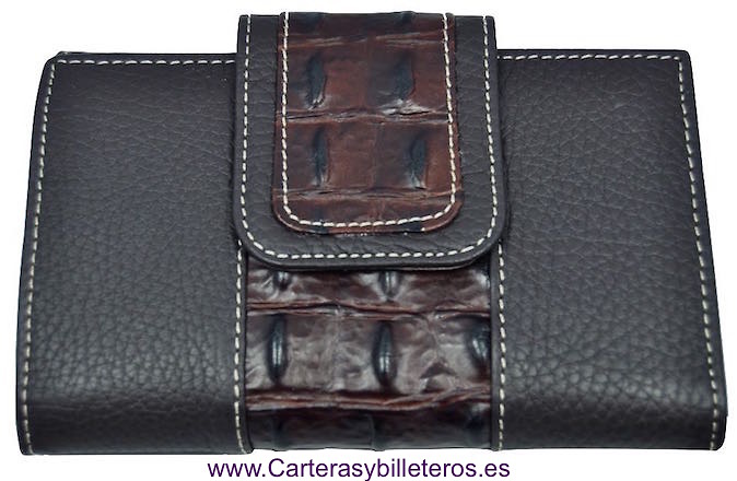 CARTERA BILLETERA DE MUJER DE PIEL COCO HECHO EN UBRIQUE MARRON 