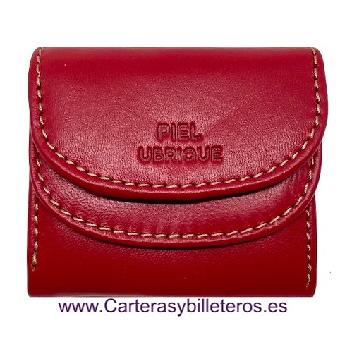 MONEDERO DE PIEL CON BILLETERO MINI ROJO 