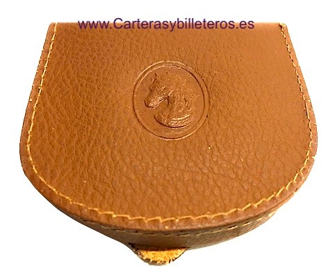 MONEDERO DE PIEL UBRIQUE CON BOLSILLO Y CABALLO GRABADO A RELIEVE CUERO 