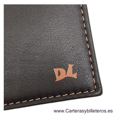 CARTERA HOMBRE PIEL CON CON BILLETERA DOBLE Y MONEDERO EXTERIOR MARRÓN 