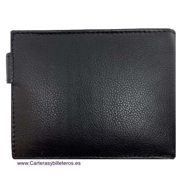 CARTERA DE HOMBRE DE PIEL CON MONEDERO Y TARJETERO EXTENSIBLE NEGRO 