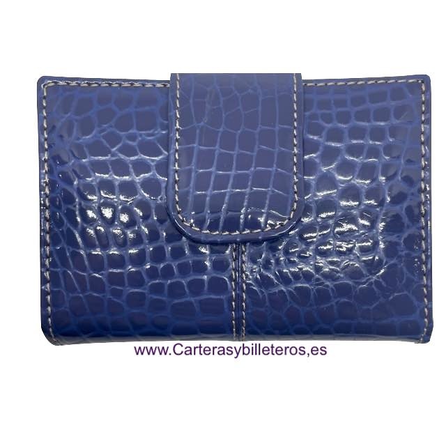 CARTERA DE MUJER PEQUEÑA DE PIEL COCO DE GRAN CALIDAD EN VARIOS COLORES AZUL 