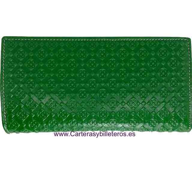 CARTERA MUJER DE PIEL UBRIQUE GRANDE VERDE Y MARRÓN CON MONEDERO CREMALLERA VERDE 