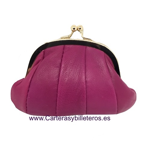 MONEDERO DE MUJER EN PIEL DE NAPA CON BOQUILLA - 19 colores- FUCSIA 