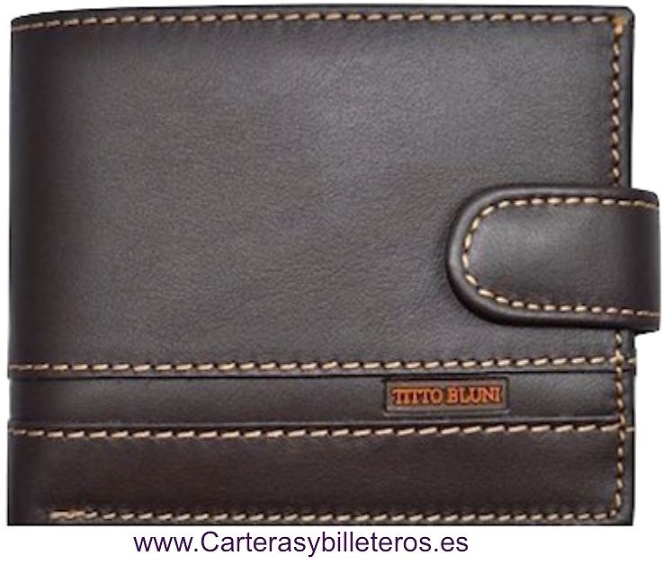 CARTERA DE HOMBRE DE PIEL LUXURY MARCA TITTO BLUNI + COLORES MARRON TODO 