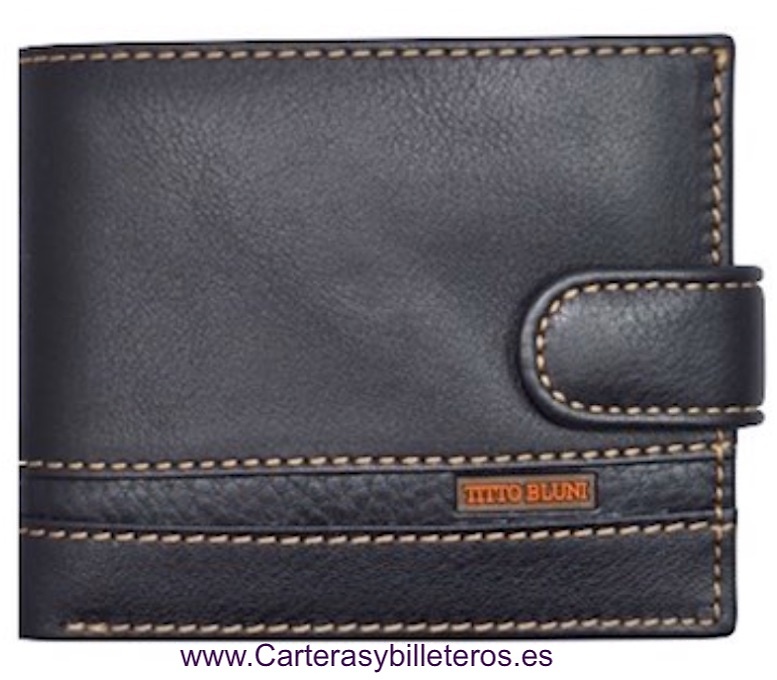 CARTERA DE HOMBRE DE PIEL LUXURY MARCA TITTO BLUNI + COLORES NEGRO TODO 