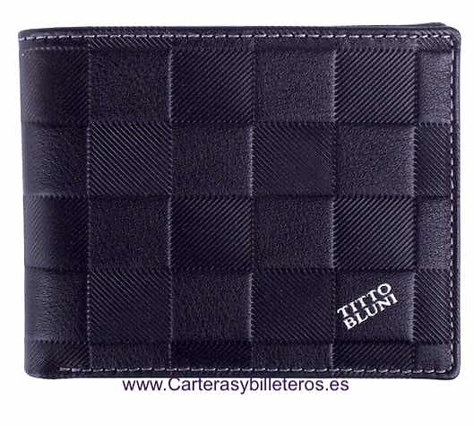 BILLETERA TARJETERO DE PIEL LUXURY MARCA TITTO BLUNI HECHA EN UBRIQUE NEGRO 