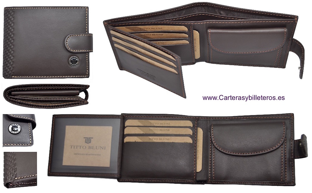 CARTERA DE HOMBRE DE PIEL LUXURY MARCA TITTO BLUNI MARRÓN 