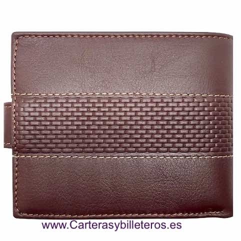 CARTERA DE HOMBRE DE PIEL LUXURY MARCA TITTO BLUNI CARBONO BRANDY 