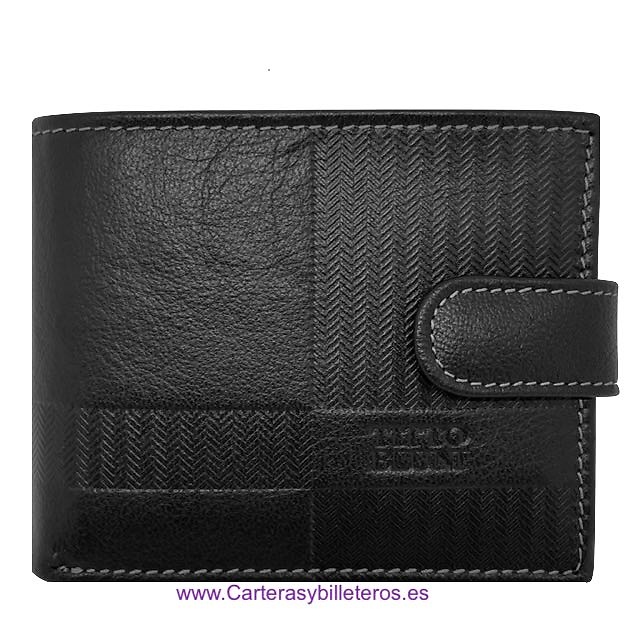 CARTERAS DE HOMBRE PIEL LUXURY GRABADA MARCA TITTO BLUNI NEGRO 