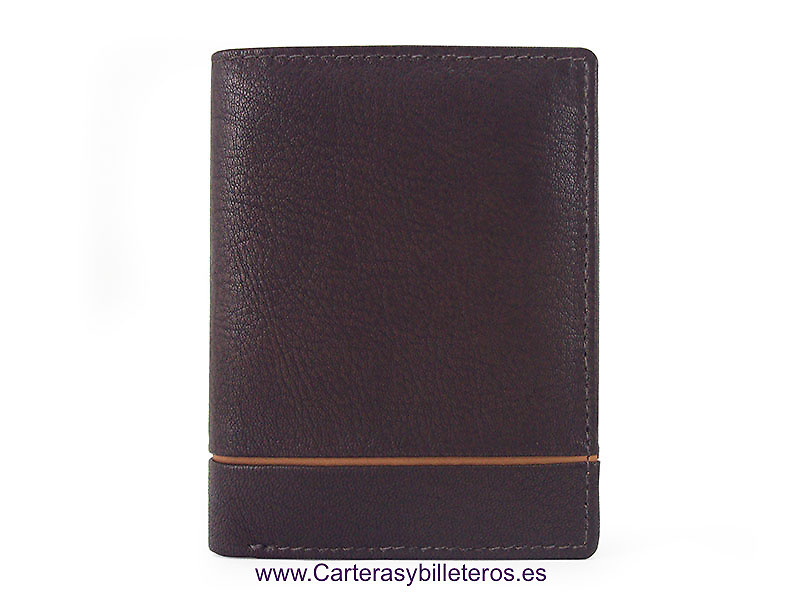 CARTERA HOMBRE DE PIEL NAPA CON BILLETERA Y MONEDERO MARRÓN 