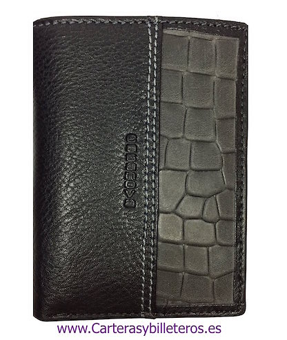 CARTERA HOMBRE CON BILLETERO Y TARJETERO DE PIEL COCO / VACUNO 