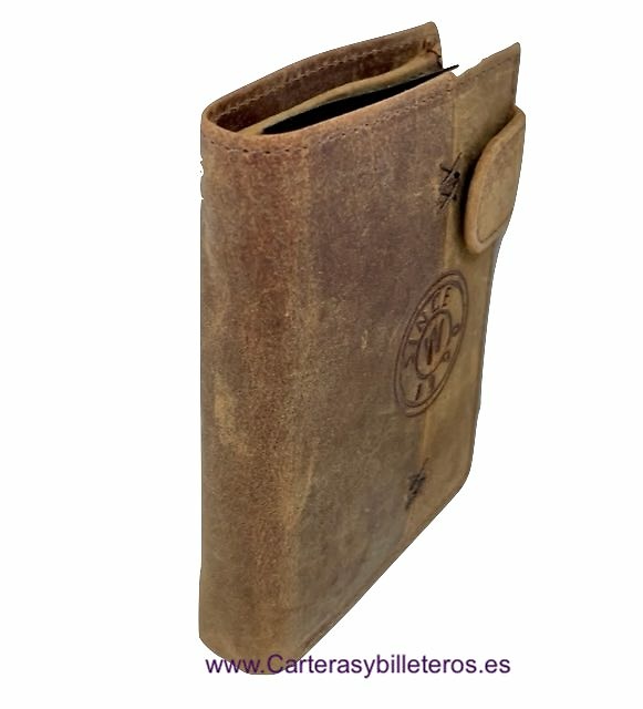 CARTERA HOMBRE NATURE CON TARJETERO DE CUERO ENCERADO PARA 13 TARJETAS CUERO 