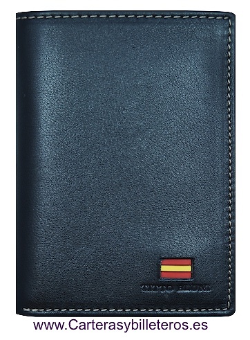 TARJETERO HOMBRE TITTO BLUNI DE PIEL LUXURY 10 TARJETAS CON BANDERA NEGRO TODO 