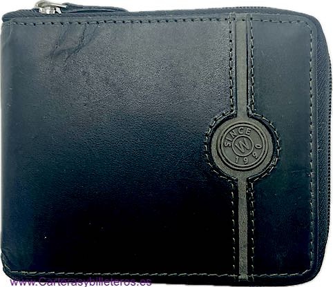 PORTEFEUILLE POUR HOMME AVEC FERMETURE À GLISSIÈRE EN CUIR ET PORTE-MONNAIE WILDZONE 