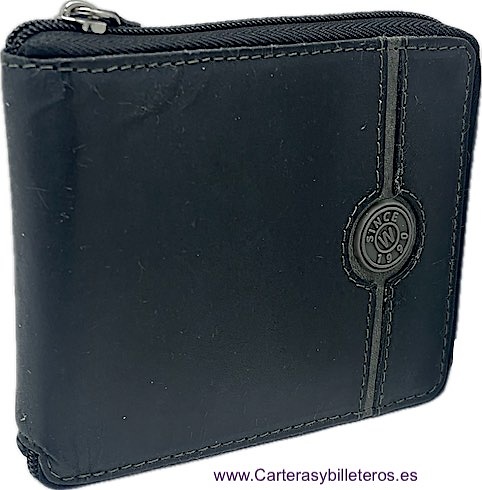 PORTEFEUILLE POUR HOMME AVEC FERMETURE À GLISSIÈRE EN CUIR ET PORTE-MONNAIE WILDZONE 