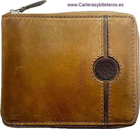 PORTEFEUILLE POUR HOMME AVEC FERMETURE À GLISSIÈRE EN CUIR ET PORTE-MONNAIE WILDZONE 