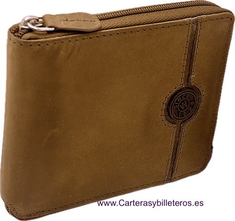 PORTEFEUILLE POUR HOMME AVEC FERMETURE À GLISSIÈRE EN CUIR ET PORTE-MONNAIE WILDZONE 