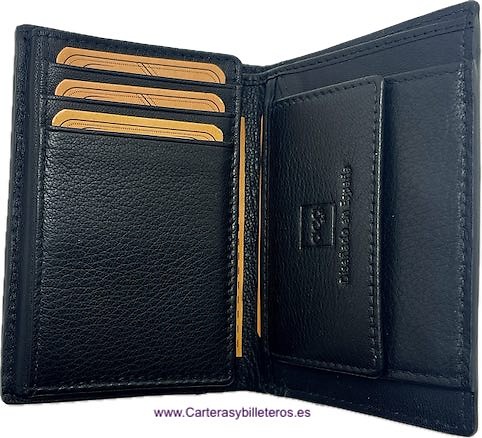 PORTEFEUILLE POUR HOMME EN CUIR ACQ COMPACTE AVEC PORTE-MONNAIE ET 11 CARTES 
