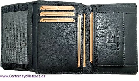 PORTEFEUILLE POUR HOMME EN CUIR ACQ COMPACTE AVEC PORTE-MONNAIE ET 11 CARTES 