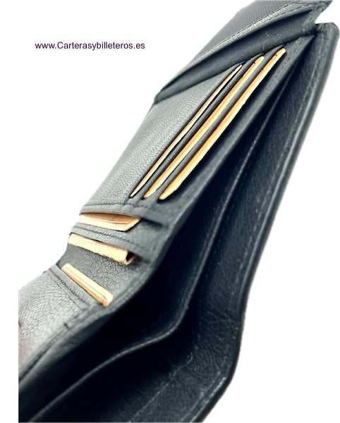 PORTEFEUILLE POUR HOMME EN CUIR ACQ COMPACTE AVEC PORTE-MONNAIE ET 11 CARTES 