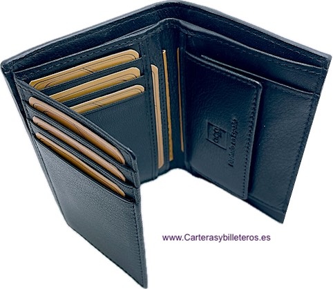 PORTEFEUILLE POUR HOMME EN CUIR ACQ COMPACTE AVEC PORTE-MONNAIE ET 11 CARTES 