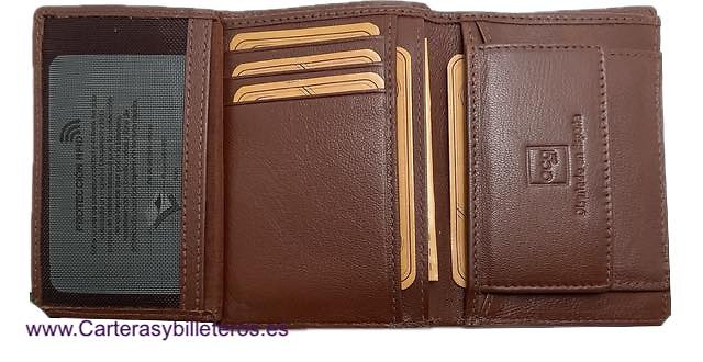 PORTEFEUILLE POUR HOMME EN CUIR ACQ COMPACTE AVEC PORTE-MONNAIE ET 11 CARTES 