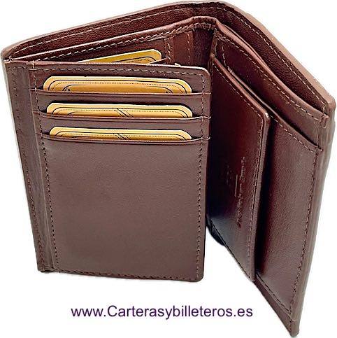 PORTEFEUILLE POUR HOMME EN CUIR ACQ COMPACTE AVEC PORTE-MONNAIE ET 11 CARTES 